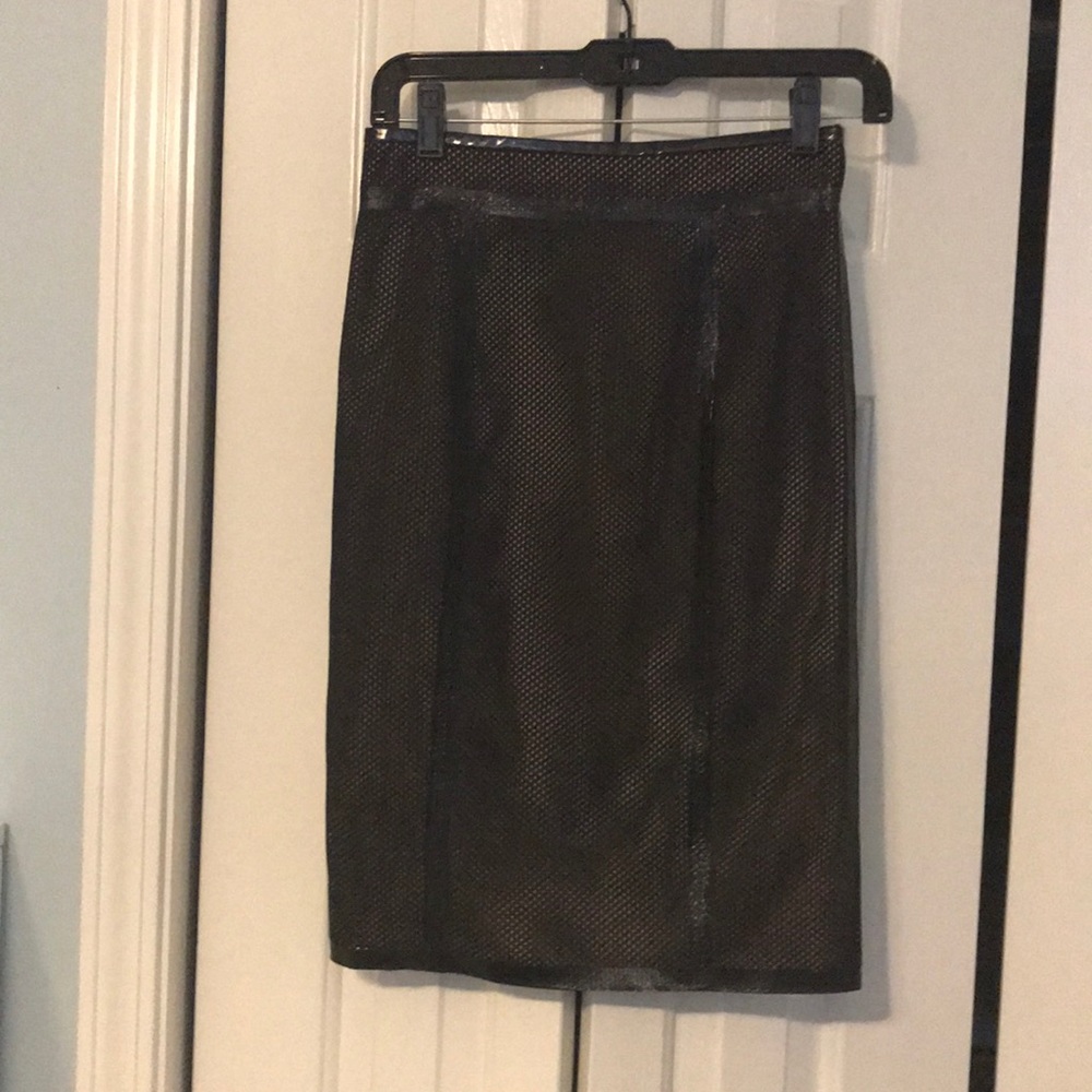 Red Valentino Patent Black Leather Midi Skirt 38